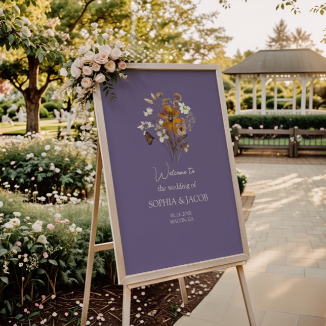 Poster Lavanda Wildflower Boho Weding Welcome (Criador carregado)