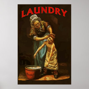 Poster Lavanderia, Vintage Boy no Wash Tub.