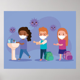 Poster Lave as Mãos na Escola