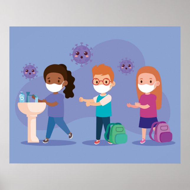 Poster Lave as Mãos na Escola (Frente)
