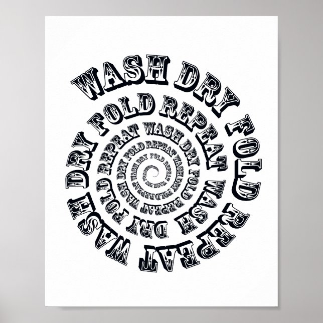 Poster Lave Dry Repetir Sinal de Banheira (Frente)