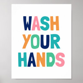 Poster Lave Suas Mãos, Crianças, Banheiro.