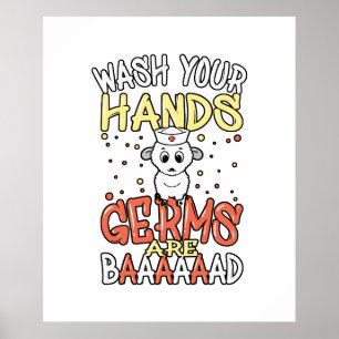 Poster Lave Suas Mãos Germes São Uma Má Enfermeira De 