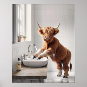Poster Lave Suas Mãos Lavando Banheira Highland