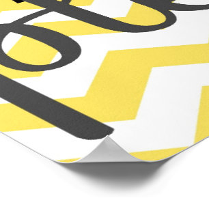 Póster Lave Suas Mãos Por Favor - Chevron - Cinza Amarela