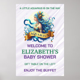 Poster Lavender and Green Aquarius Zodiac Baby Shower