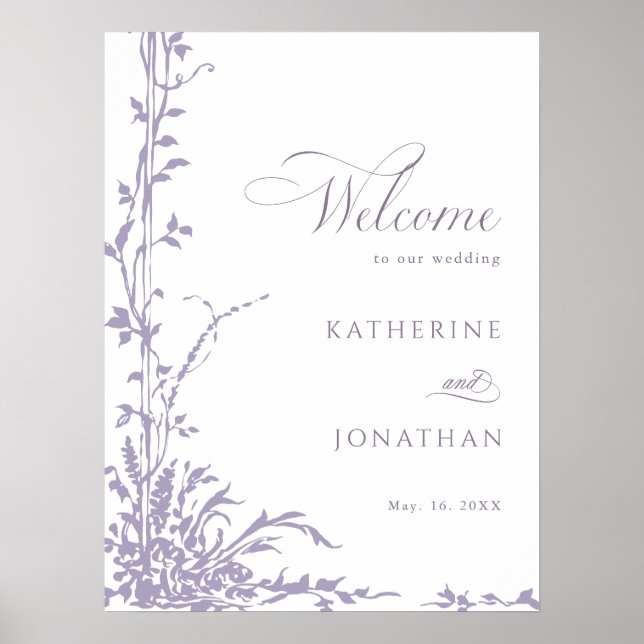 Poster Lavender Botanical Arch Garden Wedding Welcome (Frente)
