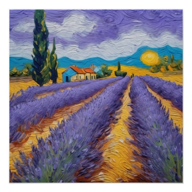 Póster lavender field in van gogh style (Frente)