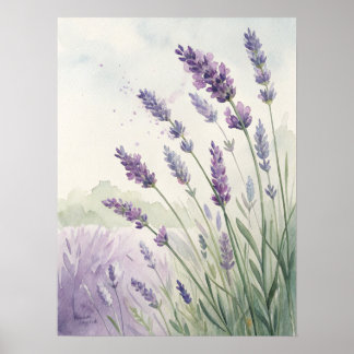 Poster Lavender Field Wall Art | Purple Lavender Flowers.