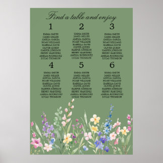 Poster Lavender Mint Floral Wedding Seating Chart