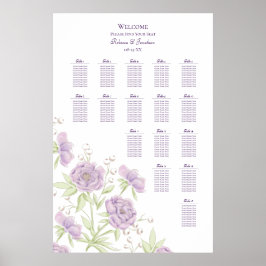 Poster Lavender Purple Rose Wedding Seating Chart