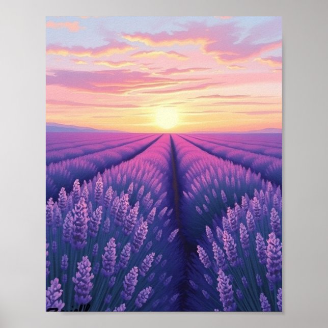 Poster Lavender Sunset Dream: An Impressionistic Landscap (Frente)