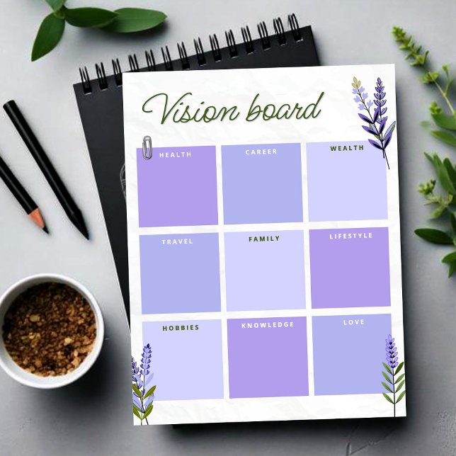 Poster Lavender Vision Board | Goal Planner Worksheet (Lavender Vision Board | Goal Planner Worksheet Poster, Personal Growth Planner)