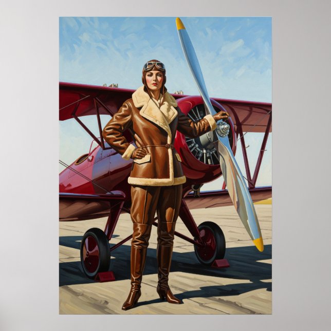Poster L'AVIATRICE (Aviatrix) - Arte Deco Original (Frente)