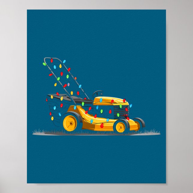 Poster Lawn Mower Christmas Graphics Lights Lover Mowing  (Frente)
