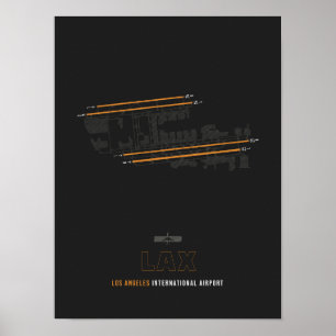 Poster LAX - Diagrama de Pistas do Aeroporto de Los Angel