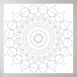 Poster Layered Geometric Petal Star Mandala Outline Art