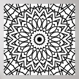 Poster Layered Petal Star Mandala with Bold Line Design