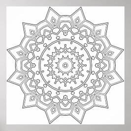 Poster Layered Petal Star Mandala with Geometric Accents
