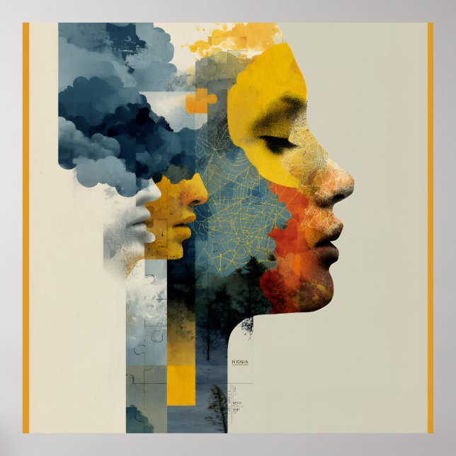 Poster Layered Profile Mosaic Mindscape Glow (Frente)