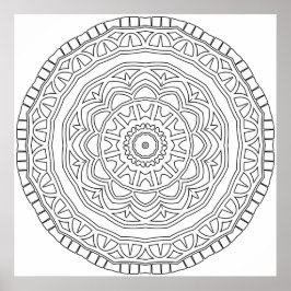 Poster Layered Tribal Medallion Mandala with Border Art