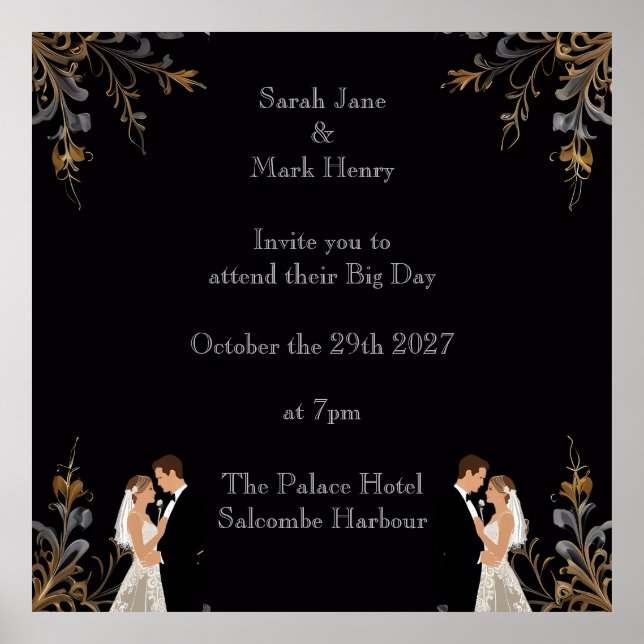 Poster Layout de Casamento de Convite que você pode perso (Frente)