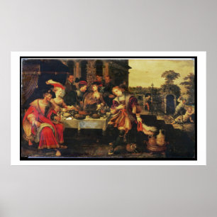 Póster Lazarus na mesa de homem rico, 1618 (óleo no canv