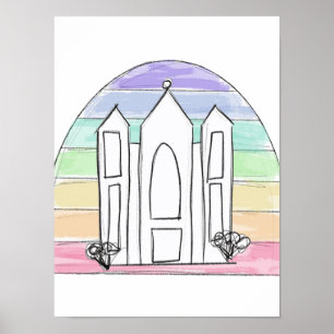 Poster LDS Salt Lake City Temple rainbow sunset mormon 