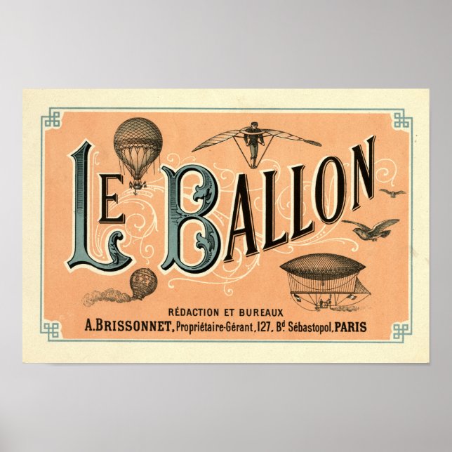 Póster Le Ballon 1883, revista aeronáutica (Frente)
