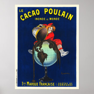 Poster LE CACAO POULAIN Chocolate Comida Vintage Anúncio 