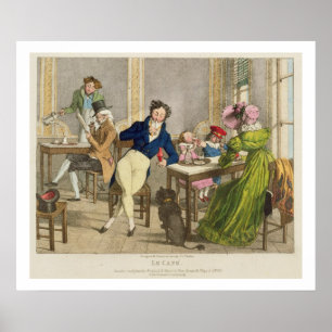 Póster Le Café, bar. por Rodwell e por Martin, 1820 (cor
