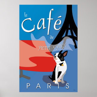 Póster Le Cafe de Petit Chien, Paris (bleu)