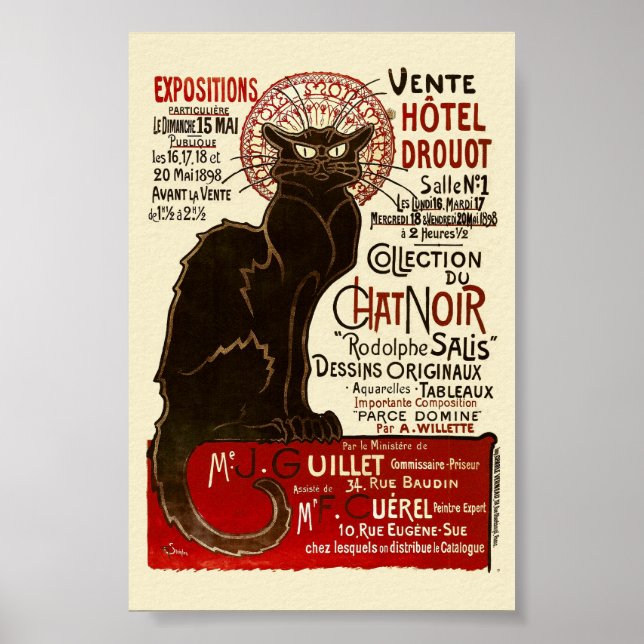 Póster Le Chat Noir, Vente Hôtel Drouot Fine Art (Frente)