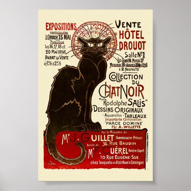 Póster Le Chat Noir, Vente Hôtel Drouot Fine Art (Frente)