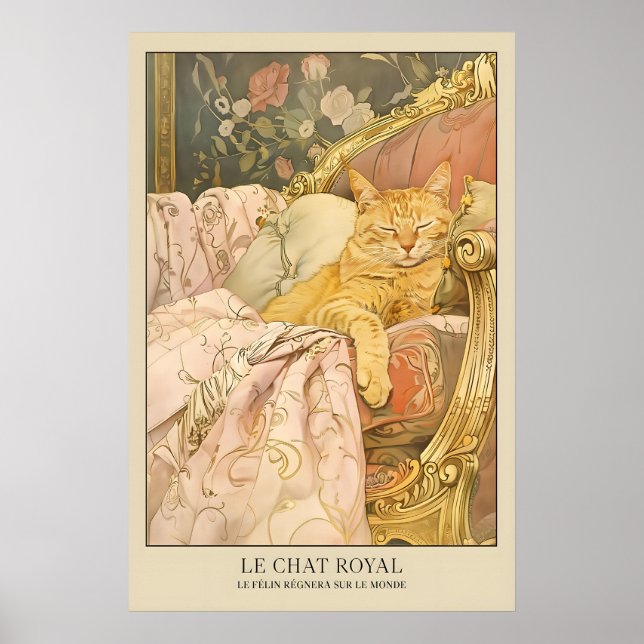 Poster Le Chat Royal Cat Art Print French Style Feline (Frente)