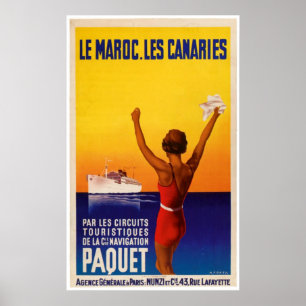 Poster Le Maroc Les Canaries Vintage Ship Ad