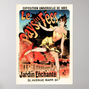 Poster LE PAYS DES TAXAS Jules Cheret Vintage Paris Poste