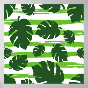 Poster Lea de palma tropical exótica da selva de impressã