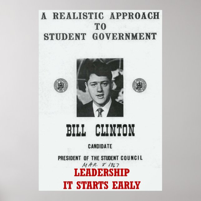Póster Leadership Bill Clinton na Universidade de Georget (Frente)