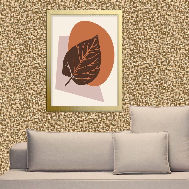 Poster Leaf moderna do século médio Silhouette Brown e Be (Criador carregado)