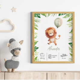 Poster Leão bonitinho personalizado com Viveiro Balões