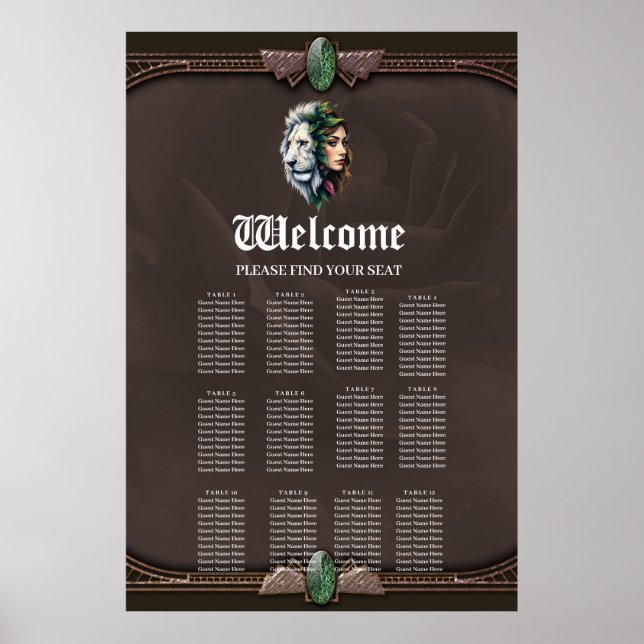 Poster Leão Branco e Mulher (Frente)