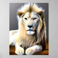 Leão branco majestoso com olhos coloridos diferent