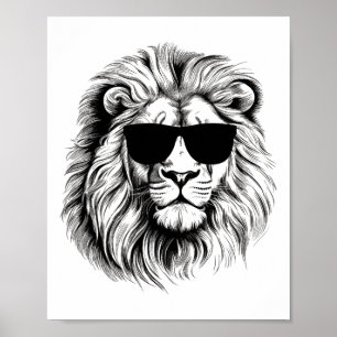 Poster Leão Colorido Engraçado Nos Pulmões Para Leões Do 