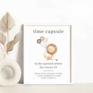 Poster Leão com 3 Balões Marrons Cápsula do Tempo