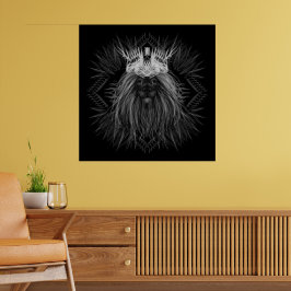 Poster Leão com Monograma Coroa
