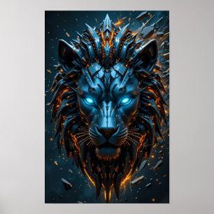 Poster Leão Cyber de Olhos Azuis