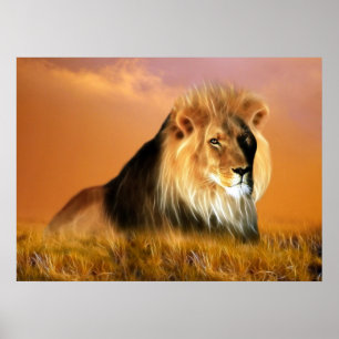 Póster Leão da arte do fractal de África do Sul