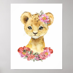 Poster Leão de Aquarela, Decor de Artéria Safari, Arte 