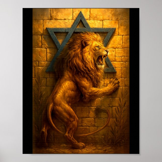 Poster Leão de Judá Muro Ocidental de Jerusalém A Estrela (Frente)